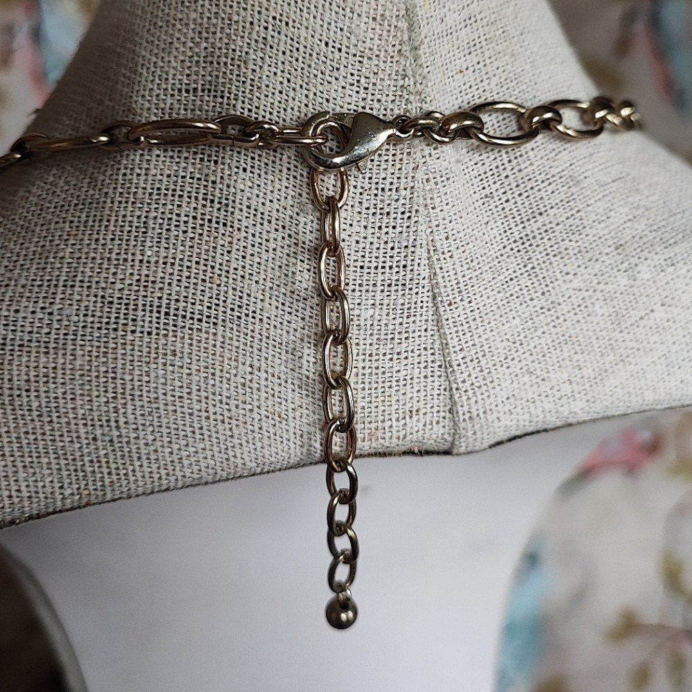 Light Gold Tone Faux Flat Back Pearl Rhinestone Bride Bridal Wedding Necklace - Picture 4 of 9